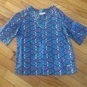 Vineyard Vines Girls Fish Print Cotton Tunic Top, Size 4T, Royal Blue